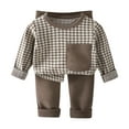 thumbnail image 1 of VNKIDY Girls Outfits Children Kids Winter Plush Interior Thermal Outfit Long Sleeve Crewneck Plaid Top Solid Color Pants Home Wear Set For Relaxing Fashionable Outfits, 1 of 3