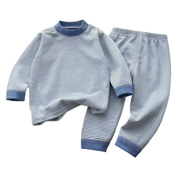 VNKIDY Girls Outfits Fall Winter Thermal Toddlers Kids 2 Piece Outfit Striped Long Sleeve Crewneck Top Elastic Waisted Loose Fit Pants Home Wear Set Classic Outfits