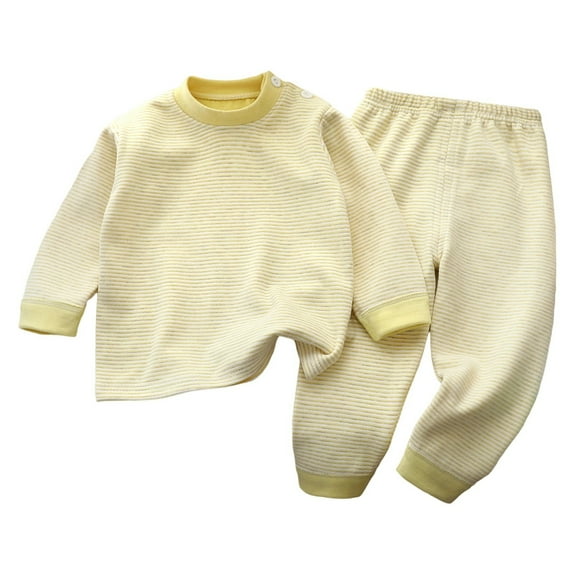 VNKIDY Girls Outfits Fall Winter Thermal Toddlers Kids 2 Piece Outfit Striped Long Sleeve Crewneck Top Elastic Waisted Loose Fit Pants Home Wear Set Stylish Outfits