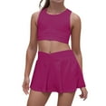 thumbnail image 1 of VNKIDY Girls Outfits Kids 2 Piece Sporty Set Solid Color Sleeveless Crop Top With Matching Skort For Daily Outdoor Activities Cozy Sets, 1 of 2
