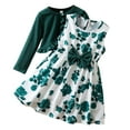 thumbnail image 1 of VNKIDY Girls Outfits Kids Children Floral Dress Set White Sleeveless Dress With Green Rose Print Matching Ruffled Knit Cardigan For Parties Wear Classic Outfits, 1 of 9