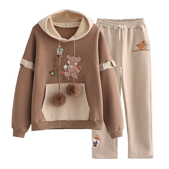 VNKIDY Girls Outfits Sets 2 Piece Tracksuit Sets Casual Long Sleeve O-Neck Pullover Hoodie Joggers Sweatshirt Sweatpants Sets Teen Student School Wear Comfortable Athletic Outfits Sets Versatile