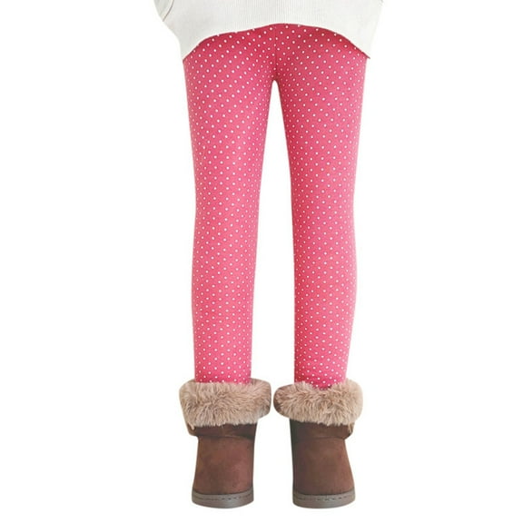 VNKIDY Girls Pants Autumn Winter Kids Polka Dot Textured Stretch Leggings Thermal High Elastic Waisted Trousers For Cute Casual Daily Winter Wear Cute Pants