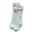 thumbnail image 1 of VNKIDY Girls Socks Kids Knee Length Socks With Lace Ruffle Ribbed Knit Solid Color Stylish Footwear For Daily Casual Activities Cute Socks, 1 of 5