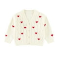 thumbnail image 1 of VNKIDY Girls Sweaters Baby Girls Boys Knitted Sweatshirt Blouse Pullover Warm Crewneck Long Sleeve Buttoned With Heart Embroidered Tops Casual Knitwear, 1 of 3