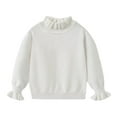 thumbnail image 1 of VNKIDY Girls Sweaters Girls Sweater Layering Lace Collar Long Sleeve Crewneck Solid Knitted Pullover Top Soft Comfortable Blouse For Toddler Kids Durable Knitwear, 1 of 5