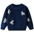 thumbnail image 1 of VNKIDY Girls Sweaters Winter Knitwear Long Sleeve Crewneck Hand Embroidered Bow Baby Toddler Kids Pullover Soft Warm Casual Top Leisure Knitwear, 1 of 7