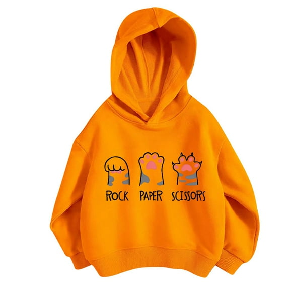 VNKIDY Girls Sweatshirts Autumn Winter Kids Playful Pink Hoodie With Cat Paw Print Long Sleeve Hooded Loose Fit Pullover For Casual Daily Wear Playful Moments Fashionable Tops