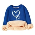 thumbnail image 1 of VNKIDY Girls Sweatshirts Winter Children Plush Interior Thicken Pullover Long Sleeve Crewneck Loose Fit Heart Prints Sweatshirts For Cold Weather Classic Tops, 1 of 3