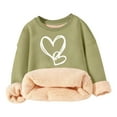 thumbnail image 1 of VNKIDY Girls Sweatshirts Winter Children Plush Interior Thicken Pullover Long Sleeve Crewneck Loose Fit Heart Prints Sweatshirts For Cold Weather Classic Tops, 1 of 3