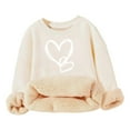 thumbnail image 1 of VNKIDY Girls Sweatshirts Winter Children Plush Interior Thicken Pullover Long Sleeve Crewneck Loose Fit Heart Prints Sweatshirts For Cold Weather Stylish Tops, 1 of 3