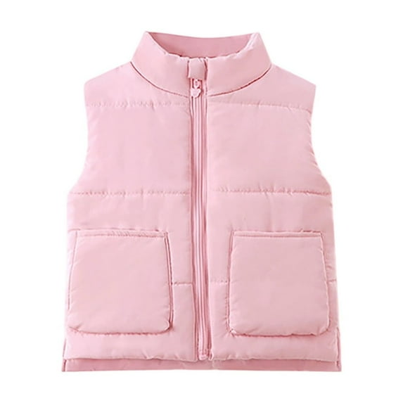 VNKIDY Girls Tees Boys Girls Children Winter Spring Thick Warm Fashionable Clothes Sleeveless Zipper Vest Classic Tops