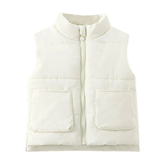 VNKIDY Girls Tees Boys Girls Children Winter Spring Thick Warm Fashionable Clothes Sleeveless Zipper Vest Lovely Tops