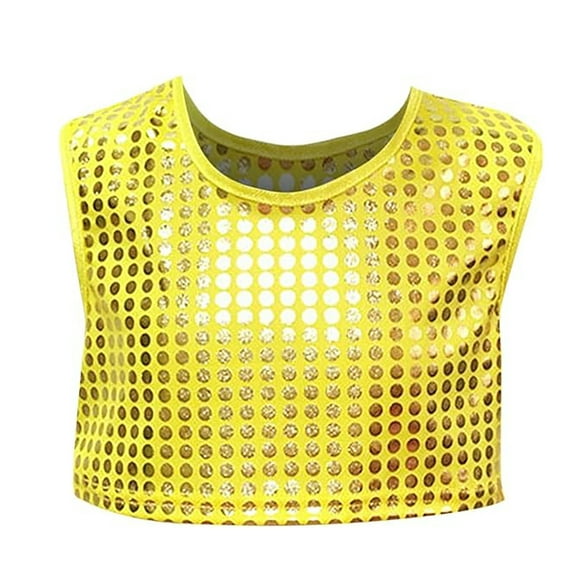 VNKIDY Girls Tees Cheerleader Performance Top For Dot Sleeveless Crop Vest Dance Casual Summer Wear Toddler To Teen Relaxed Tops