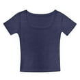 thumbnail image 1 of VNKIDY Girls Tees Crop Tops For Short Sleeve Shirt Summer Tops Square Neck Slim Fit Tops Basic Tee Casual Tops, 1 of 5