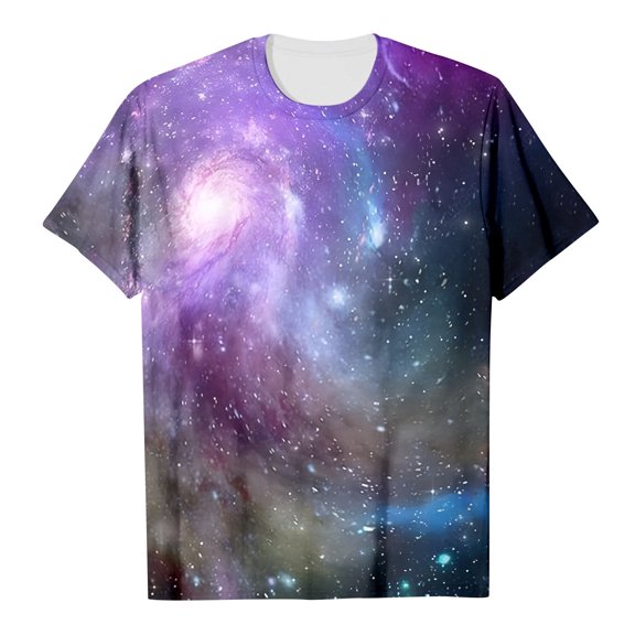 VNKIDY Girls Tees Galaxy Shirt Girl Short Sleeve Crew Neck Fancy T Shirt Top Teenager Girls Print Glitter Tops For Carnival Cloth Casual Tops