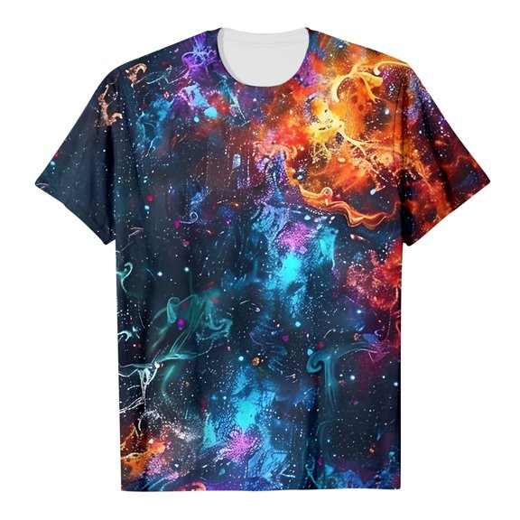 VNKIDY Girls Tees Galaxy Shirt Girl Short Sleeve Crew Neck Fancy T Shirt Top Teenager Girls Print Glitter Tops For Carnival Cloth Leisure Tops