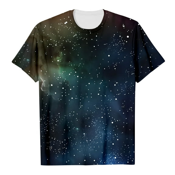 VNKIDY Girls Tees Galaxy Shirt Girl Short Sleeve Crew Neck Fancy T Shirt Top Teenager Girls Print Glitter Tops For Carnival Cloth Trendy Tops