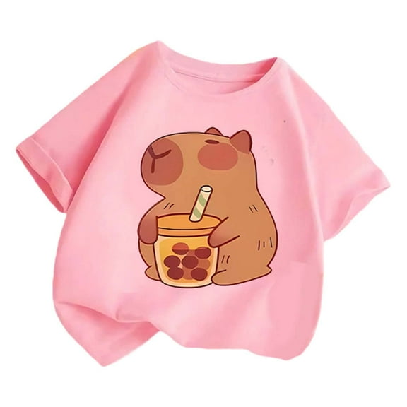 VNKIDY Girls Tees Short Sleeve Tops Cute Printed Tees For Toddler Kids Casual Summer Comfortable Stretchy Daily Wear Classic Tops