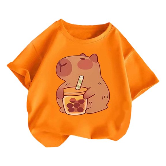 VNKIDY Girls Tees Short Sleeve Tops Cute Printed Tees For Toddler Kids Casual Summer Comfortable Stretchy Daily Wear Fashionable Tops