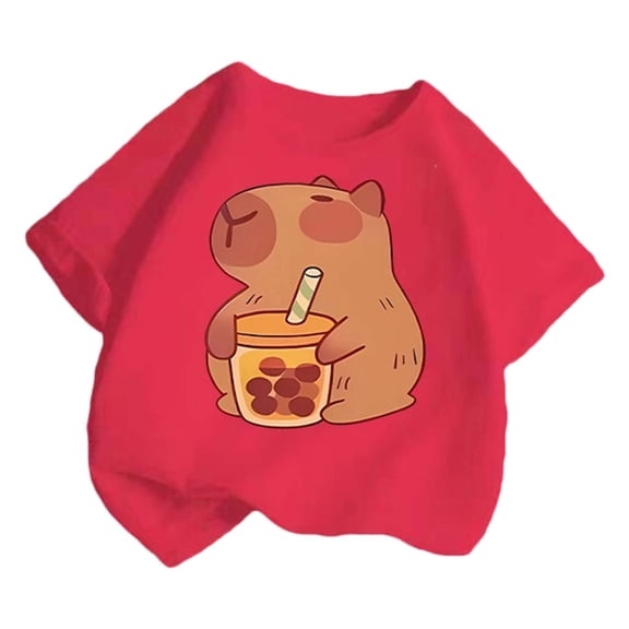 VNKIDY Girls Tees Short Sleeve Tops Cute Printed Tees For Toddler Kids Casual Summer Comfortable Stretchy Daily Wear Lovely Tops