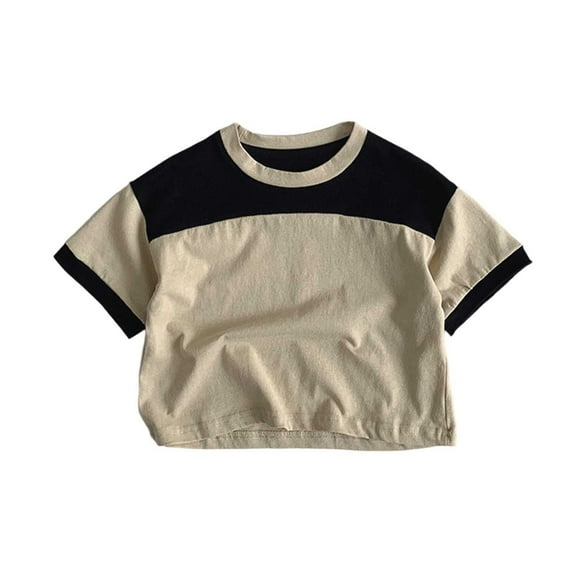 VNKIDY Girls Tees Toddler Boys Short Sleeve Crewneck Summer Casual Tops Patchwork Holiday Patchwork Shirts T Shirt Cozy Tops