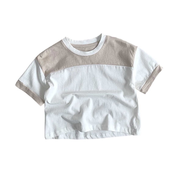 VNKIDY Girls Tees Toddler Boys Short Sleeve Crewneck Summer Casual Tops Patchwork Holiday Patchwork Shirts T Shirt Relaxed Tops