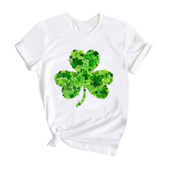 VNKIDY Girls Tops Kids Toddler Short Sleeve Tee With Shamrock Graphic Crewneck Loose Fit Lightweight Top For Celebrations Casual Festive Wear