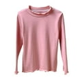 thumbnail image 1 of VNKIDY Girls Tops Long Sleeve Solid Color Basic Tee Soft Crewneck Casual Tops For Toddler Kids Winter Fall Layering Lovely Tops, 1 of 3