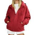 thumbnail image 1 of VNKIDY Heavyweight Plus Size Long Sleeve Jackets Women Windproof Outdoor Hiking Coats With Hood Durable Workwear Fashionable Loose Fit All Season Casual Wear Solid Color Breathable Daliywear, 1 of 4