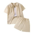 thumbnail image 1 of VNKIDY Kids Baby Boys Clothes Sets Button Down Lapel Collar Shirt Tops +Shorts Outfits Sets 2Pcs Relaxed Fit, 1 of 9