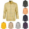 thumbnail image 1 of VNKIDY Kids Boys Girls Lapel Collar Large Square Grid Print Long Sleeve Button Front Shirt Loose Spring Daily Casual Blouse Tops For Child Soft Tops Light Yellow 13-14 Years, 1 of 6