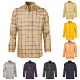 thumbnail image 1 of VNKIDY Kids Boys Girls Lapel Collar Large Square Grid Print Long Sleeve Button Front Shirt Loose Spring Daily Casual Blouse Tops For Child Versatile Tops Khaki 11-12 Years, 1 of 6