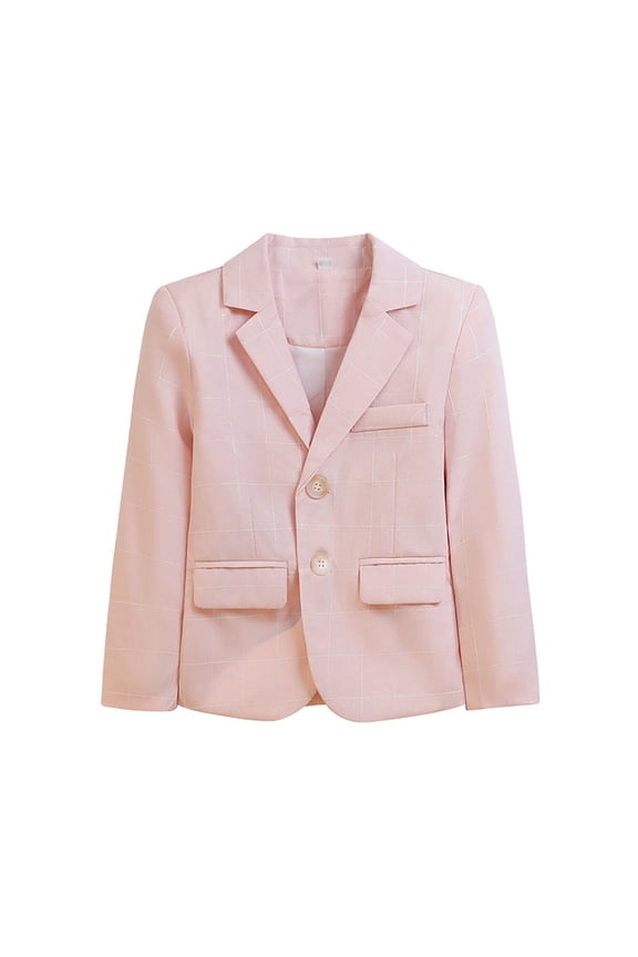 Kids Boys Pinstripe Blazer Coat Notched Lapel Two Button Formal Suit Coat With Pockets For Party School Performance Soft Jacket