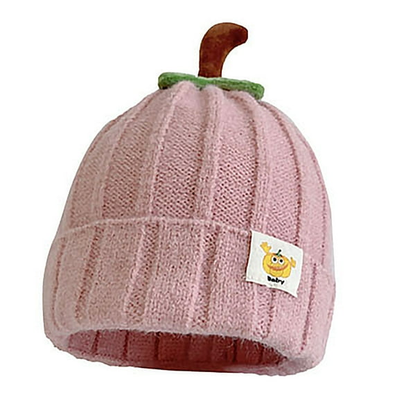 VNKIDY Kids Caps Autumn Winter Adorable Knitted Baby Hat With Cute Pumpkin Stem Design Boys Girls Warm Cap For Cold Weather Cute Headwear