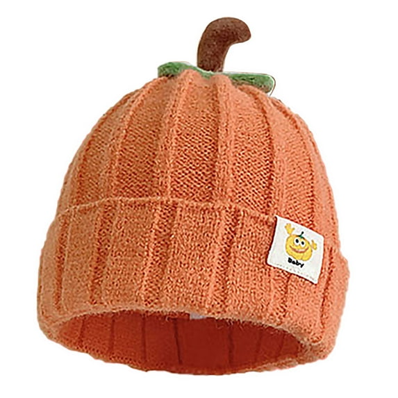 VNKIDY Kids Caps Autumn Winter Adorable Knitted Baby Hat With Cute Pumpkin Stem Design Boys Girls Warm Cap For Cold Weather Fashionable Headwear