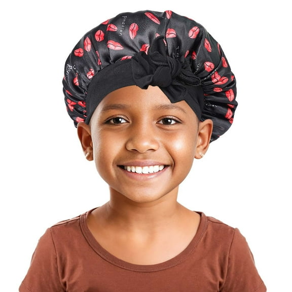 VNKIDY Kids Caps Children Boys Girls Satin Bonnet With Leopard Print Black Bow Accent Cute Functional Hair Accessory For Hair Protection Stylish Headwear