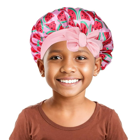 VNKIDY Kids Caps Children Boys Girls Satin Bonnet With Leopard Print Black Bow Accent Cute Functional Hair Accessory For Hair Protection Trendy Headwear