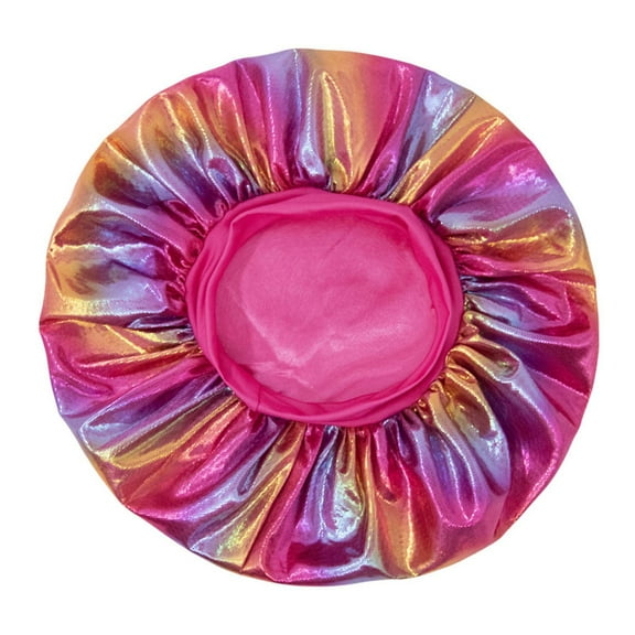 VNKIDY Kids Caps Children Boys Girls Shiny Iridescent Satin Bonnet With Vibrant Rainbow Hues Pink Fashion Lining Shower Cap Cute Headwear