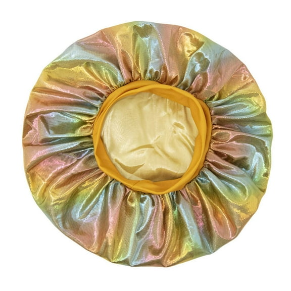 VNKIDY Kids Caps Children Boys Girls Shiny Iridescent Satin Bonnet With Vibrant Rainbow Hues Pink Fashion Lining Shower Cap Soft Headwear