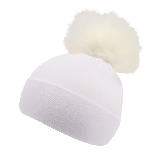 VNKIDY Kids Caps Children Winter Beanie Hat Boys Girls Solid Color Warm Knitted Hat With Cute Fluffy Pom For Cold Weather Stylish Headwear