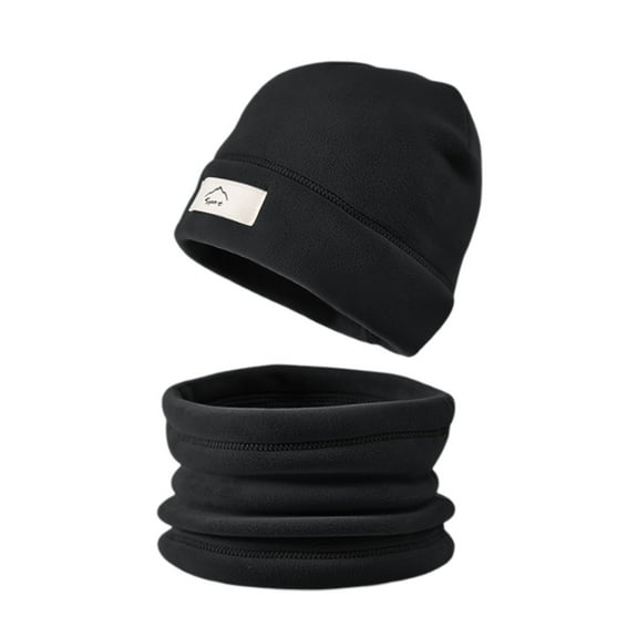 VNKIDY Kids Caps Winter Warm Hat Neck Gaiter Set Boys Girls Soft Plush Beanie With Brand Label Cozy Neck Warmer For Cold Weather Protection Outdoor Activities Cozy Headwear