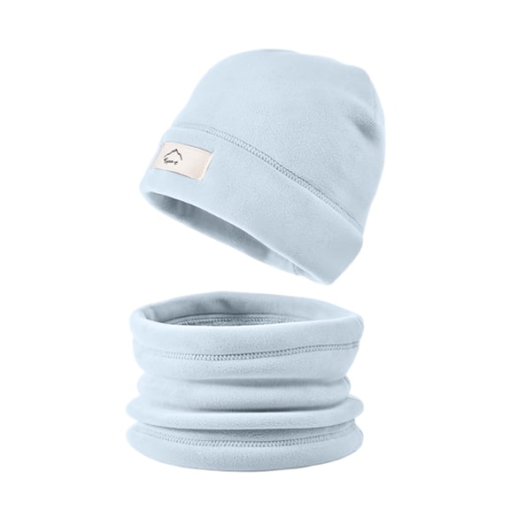 VNKIDY Kids Caps Winter Warm Hat Neck Gaiter Set Boys Girls Soft Plush Beanie With Brand Label Cozy Neck Warmer For Cold Weather Protection Outdoor Activities Stylish Headwear