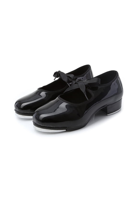 Kids Dance Shoes Children Toddlers Black Patent Leather Tap Dance Shoes With Ribbon Tie For Children Toddlers Tap Dance PerFormances Classes Durable Footwear
