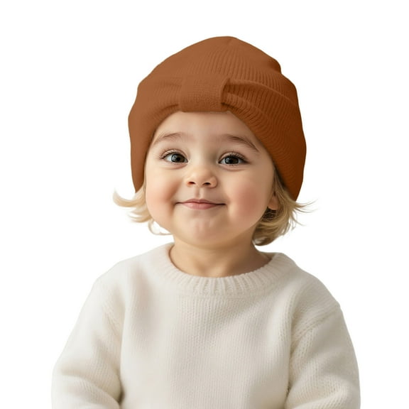 VNKIDY Kids Hats Children Cozy Solid Color Knitted Beanie For Toddlers With Chic Knot Detail Boys Girls Stylish Warm Cap Choice For Cold Weather Fashionable Headwear