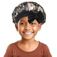 thumbnail image 1 of VNKIDY Kids Hats Children Satin Bonnet With Floral Pattern Matching Bow Kids Hair Accessory For Hair Tidy Cute Headwear, 1 of 2