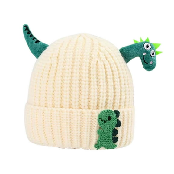 VNKIDY Kids Hats Children Winter Knitted Beanie Hat Adorable Dinosaur Shaped Decorations Warm Headwear Cold Weather For Boys Girls Fashionable Headwear