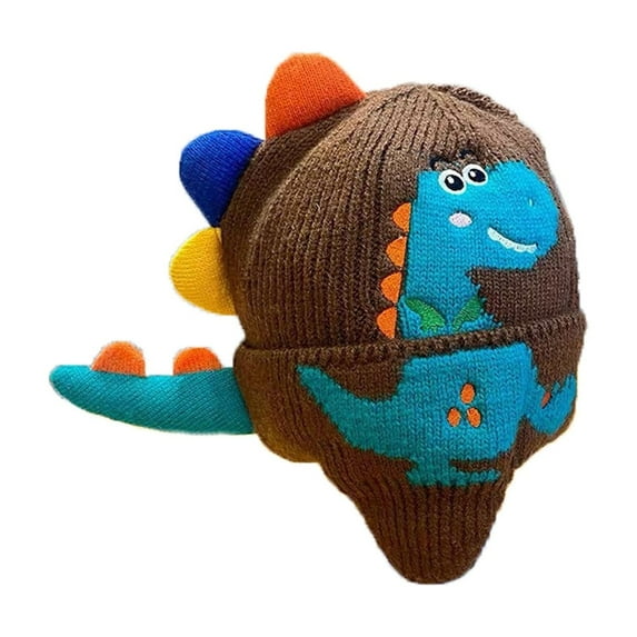 VNKIDY Kids Hats Children Winter Knitted Hat with Cute Dinosaur Design 3D Dinosaur Tail Colorful Spikes For Boys Girls Cold Weather Fashionable Headwear