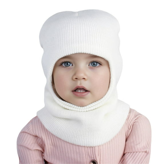 VNKIDY Kids Hats Children Winter Knitted Hat Solid Color Warm Full Face Cover Neck Gaiter Soft Beanie Hood For Boys Girls Leisure Headwear