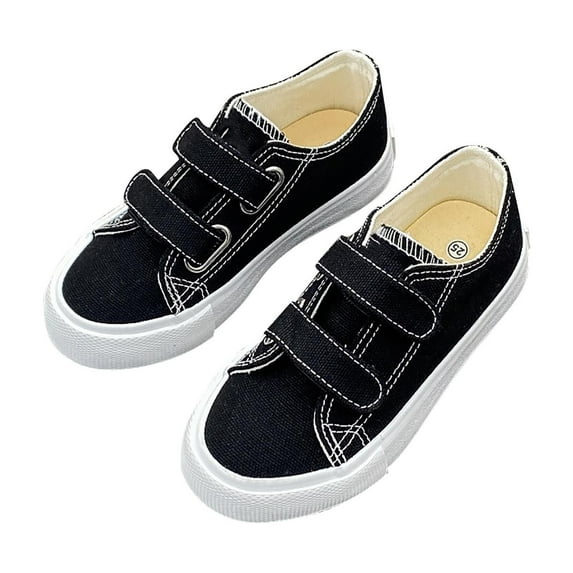 VNKIDY Kids Sneakers Chiildren Solid Color Lightweight Breathable Canvas Sneakers With Hook Loop Strap For Boys Girls Daily Wear Cozy Footwear